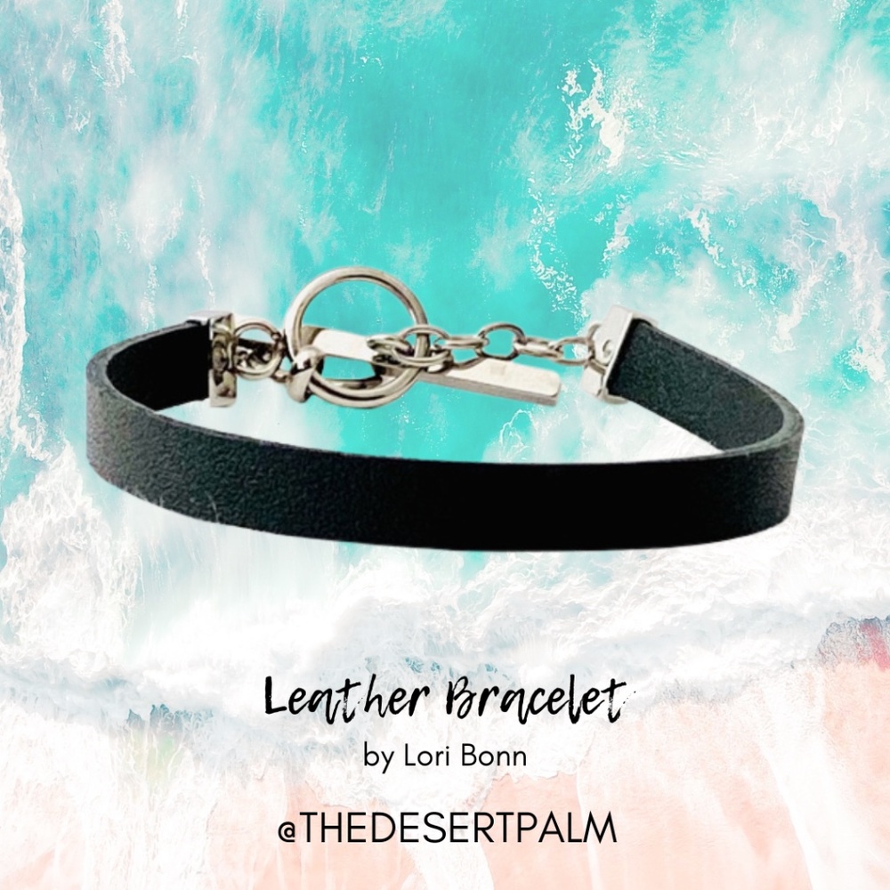 Lori Bonn Leather Bracelet Adjustable Stainless Steel Clasp Designer